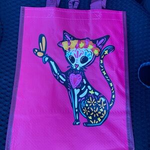 Pink and Orange Dia de Los Muertos Cat and Dog Tote Bag